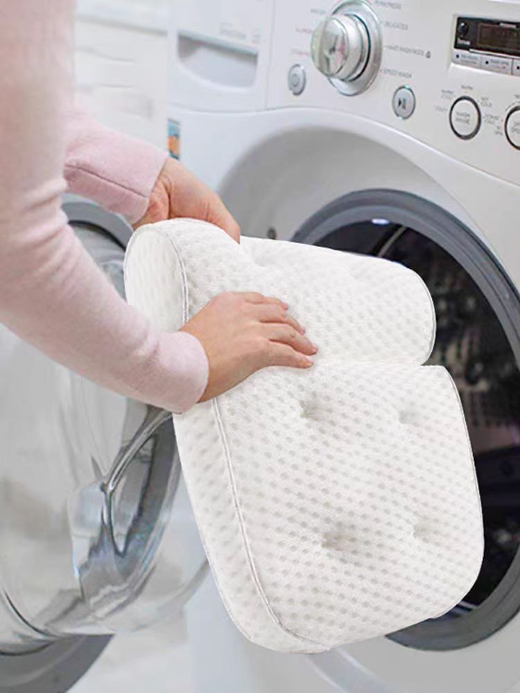 Non-Slip Bathtub Pillow with Suction Cups – White