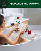 Extendable Bamboo Bathtub Caddy Tray – White