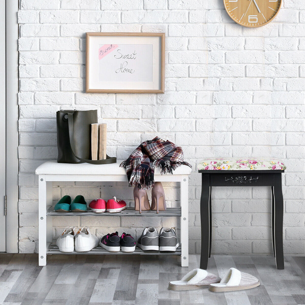 Vanity Stool – Floral Upholstered, Color Options