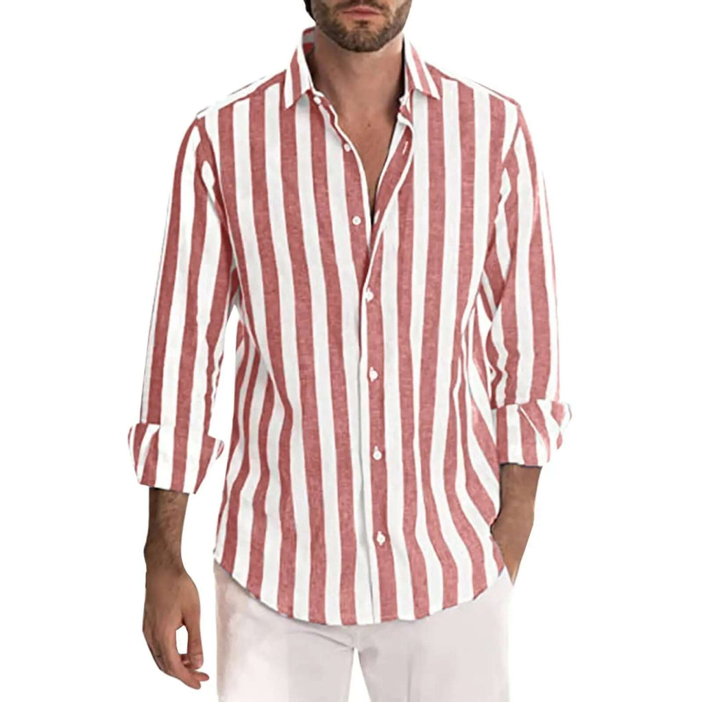Men’s Striped Loose-Fit Long Sleeve Shirt