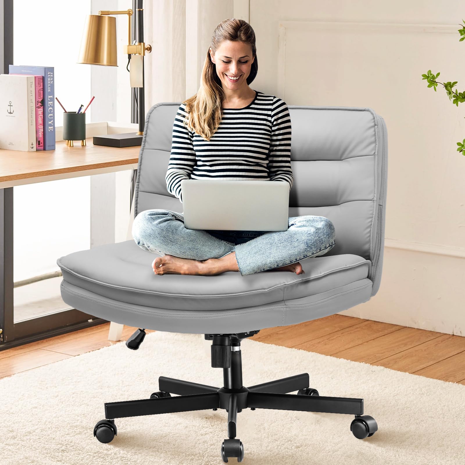 Armless Cross-Legged Swivel Office Chair with Wheels – Exracing