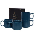 4-Piece Stackable Ceramic Coffee Mug Set (19 oz, Blue)