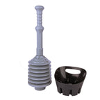 Antimicrobial Bellows Toilet Plunger with Storage Tray – Grey