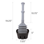 Antimicrobial Bellows Toilet Plunger with Storage Tray – Grey