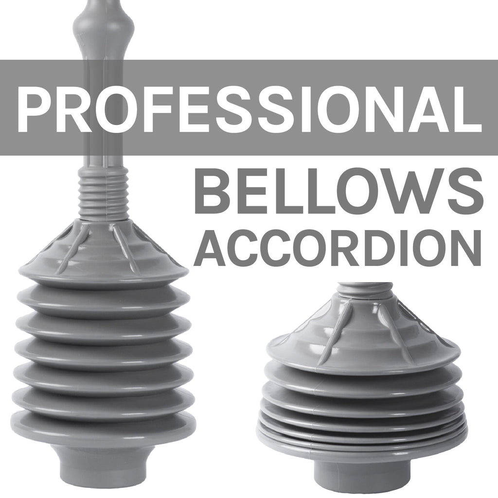 Antimicrobial Bellows Toilet Plunger with Storage Tray – Grey