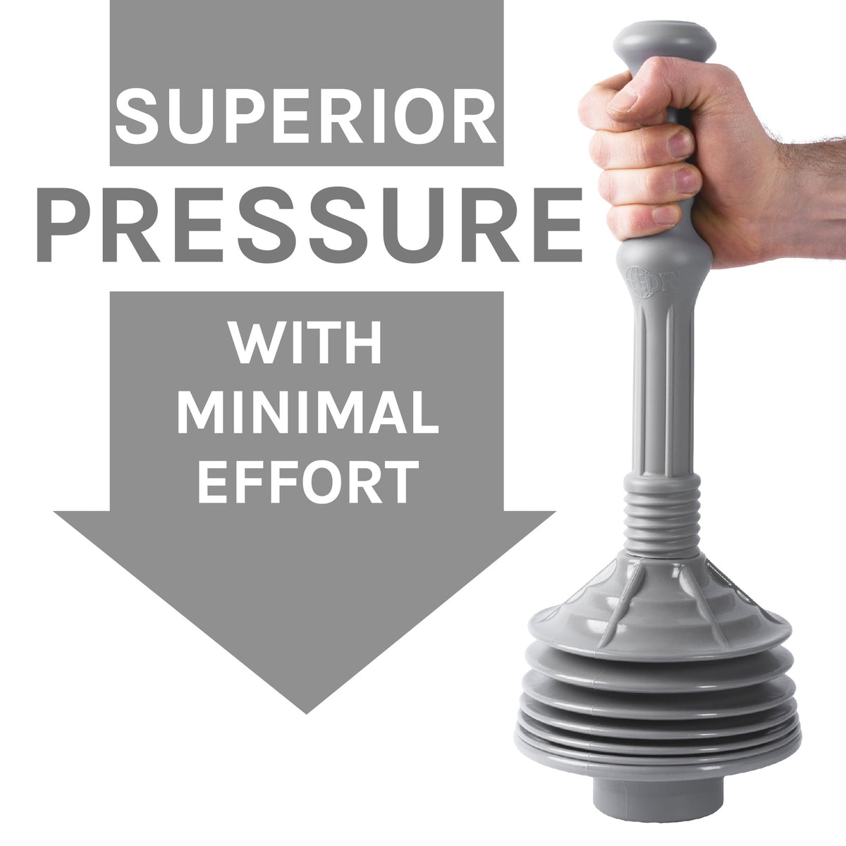 Antimicrobial Bellows Toilet Plunger with Storage Tray – Grey