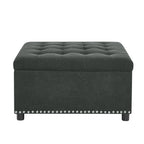 Tufted Storage Ottoman with Nailhead Trim – Dark Gray
