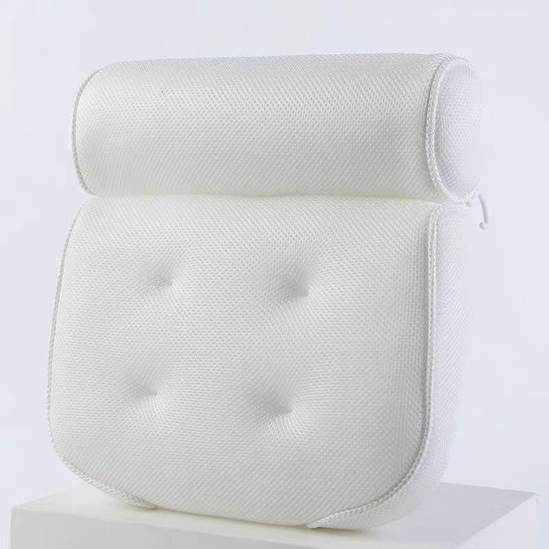 Non-Slip Bathtub Pillow with Suction Cups – White