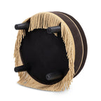 24-Inch Round Upholstered Accent Ottoman – Deep Brown Velvet