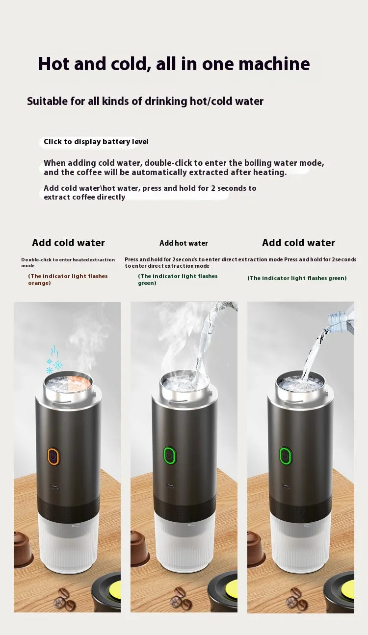 Portable Wireless Coffee Maker – Rechargeable Travel Brewer