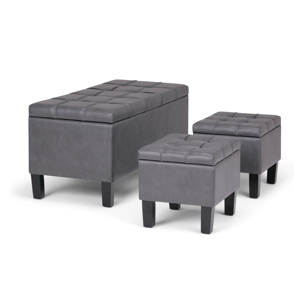 3-Piece Tufted Storage Ottoman Set – Multiple Colors