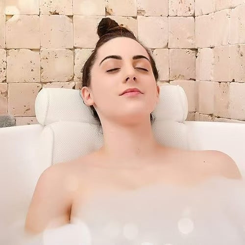 Non-Slip Bathtub Pillow with Suction Cups – White