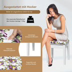 Flip-Top Vanity Dressing Table with Mirror, 3 Drawers & Stool