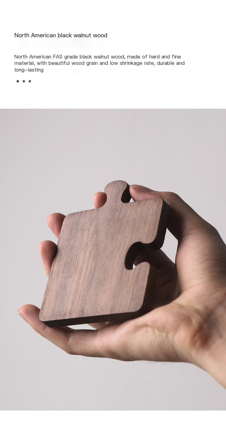 Solid Black Walnut Puzzle Coaster Set