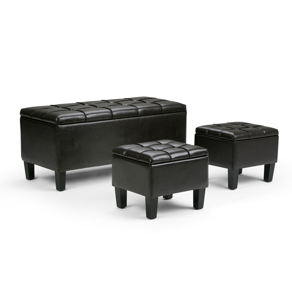 3-Piece Tufted Storage Ottoman Set – Multiple Colors