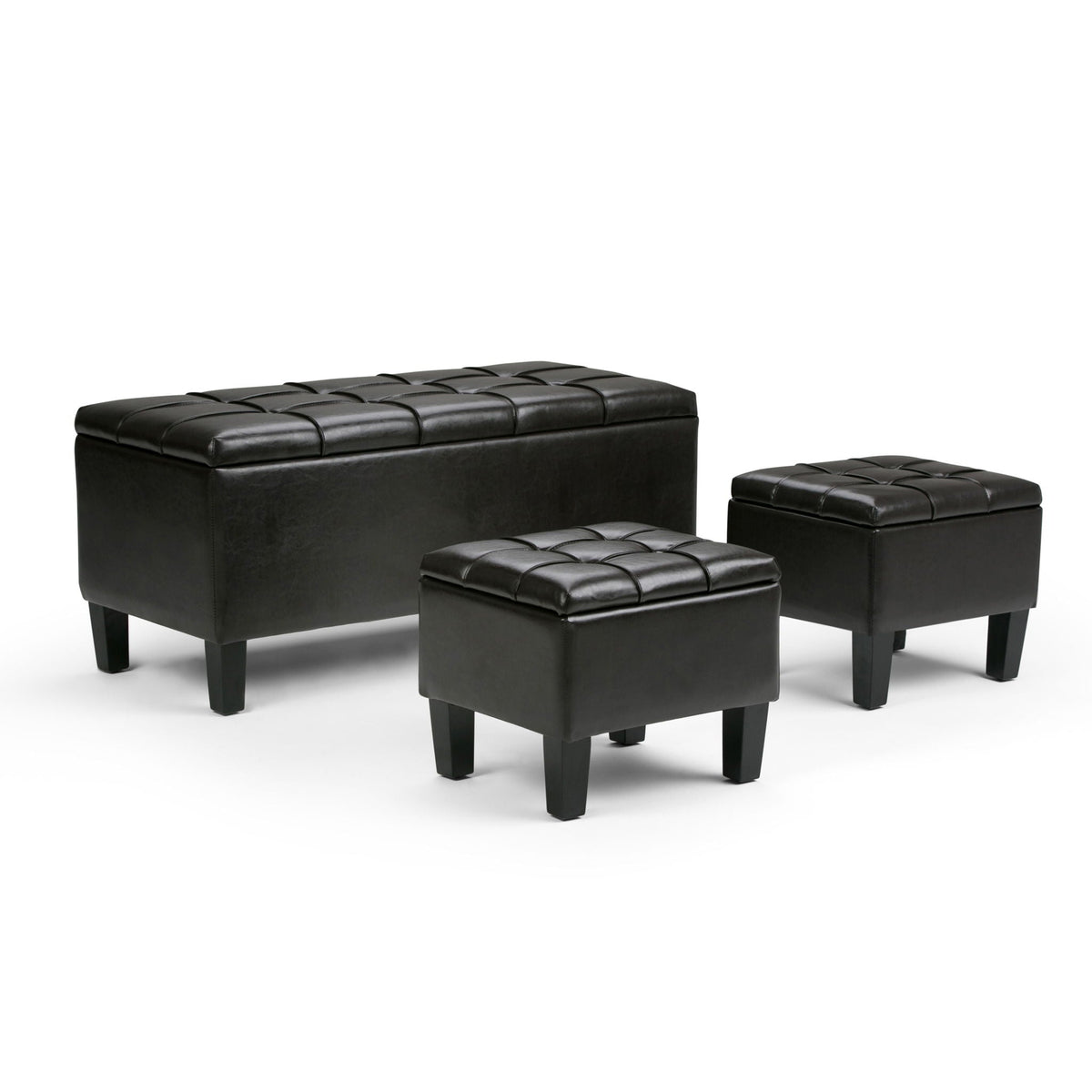 3-Piece Tufted Storage Ottoman Set – Multiple Colors