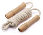 Kids Adjustable Cotton Jump Rope – Wooden Handle (Homello, White)
