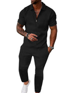 Men’s Textured Quarter-Zip Polo & Jogger Set