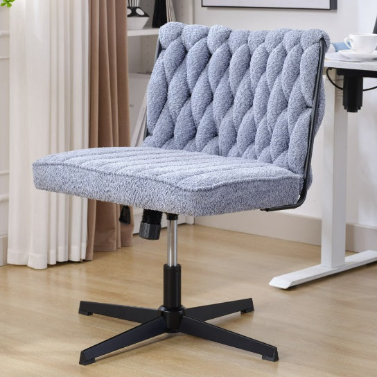Armless Office Desk Chair – No Wheels (Blue)