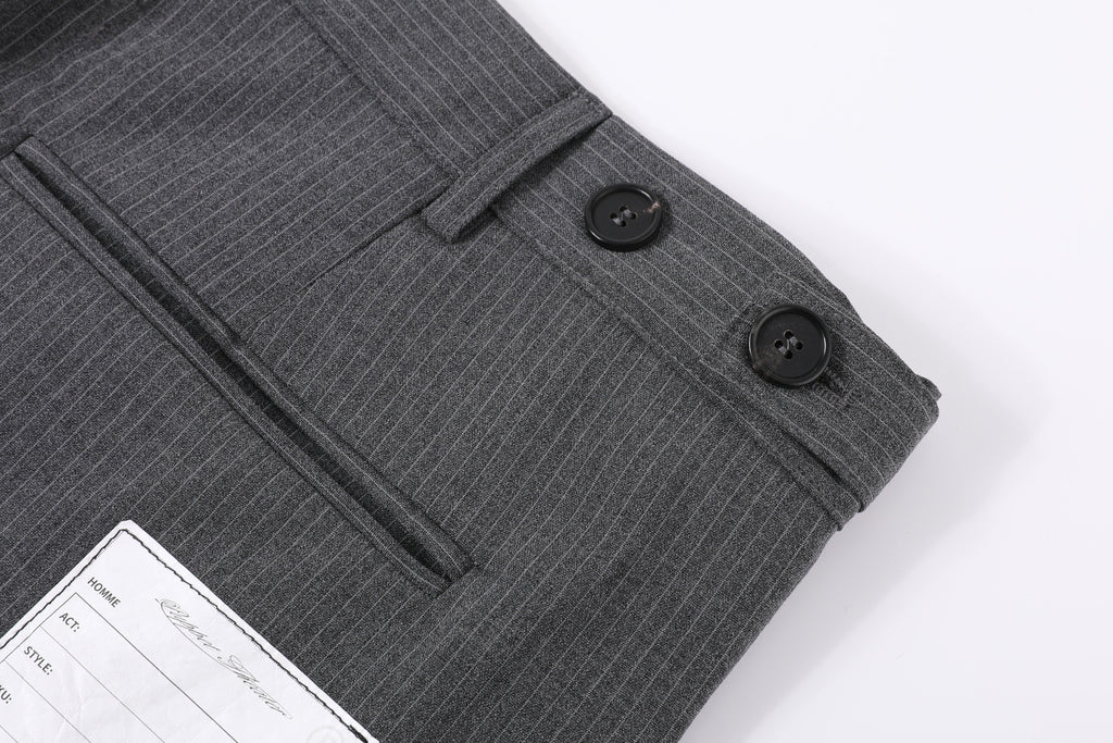 Men’s Pinstripe Tucked Wool Trousers