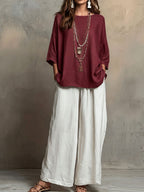 Bohemian Three-Quarter Sleeve Relaxed Top