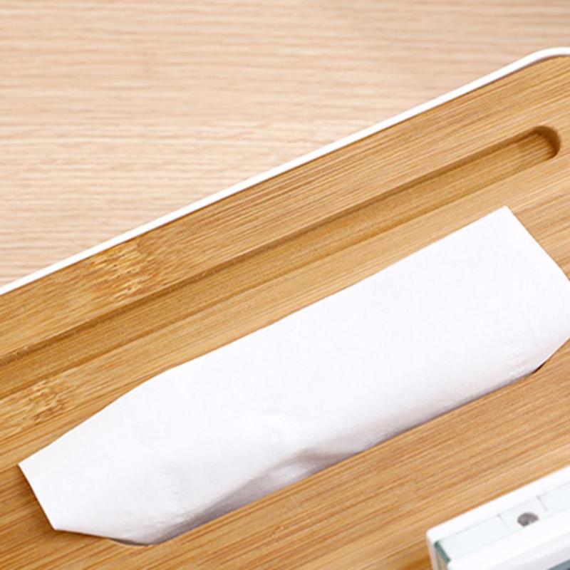 Multifunction Tissue Box Organizer with Bamboo Lid