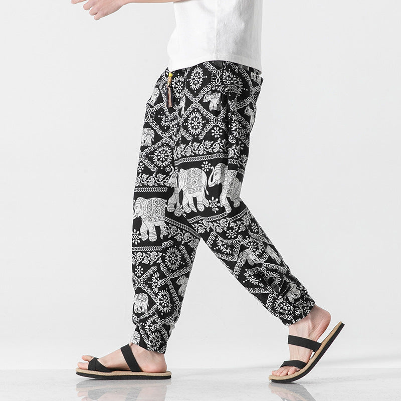 Men’s Retro Cotton Drawstring Pants