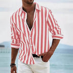 Men’s Striped Loose-Fit Long Sleeve Shirt