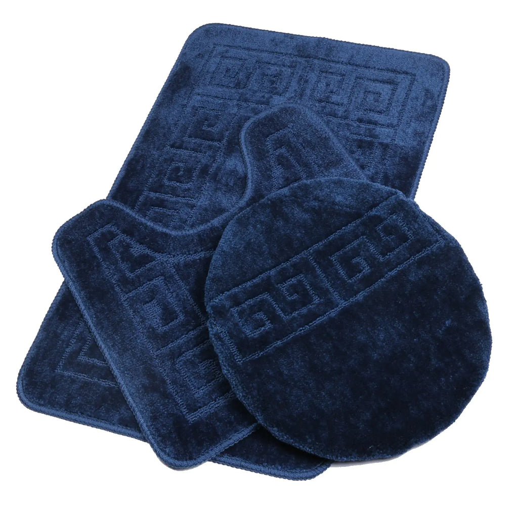 3-Piece Bathroom Rug & Toilet Mat Set – Pauwer (Navy)