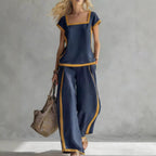 Relaxed Shirt & Wide-Leg Trousers Two-Piece Set