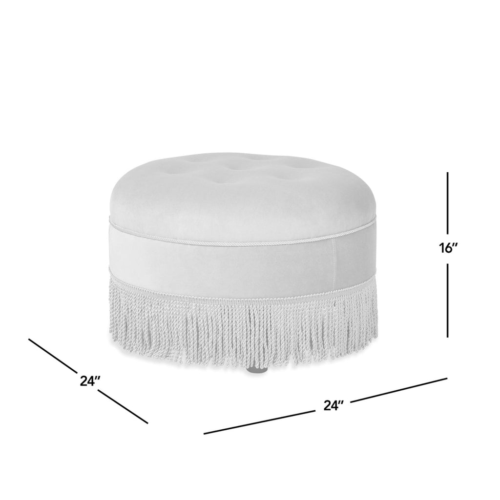 24-Inch Round Upholstered Accent Ottoman – Deep Brown Velvet