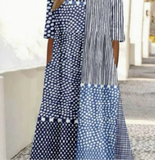Women’s Relaxed Patchwork Maxi Dress