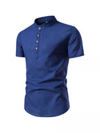 Men’s Plus Size Mandarin Collar Short Sleeve Shirt