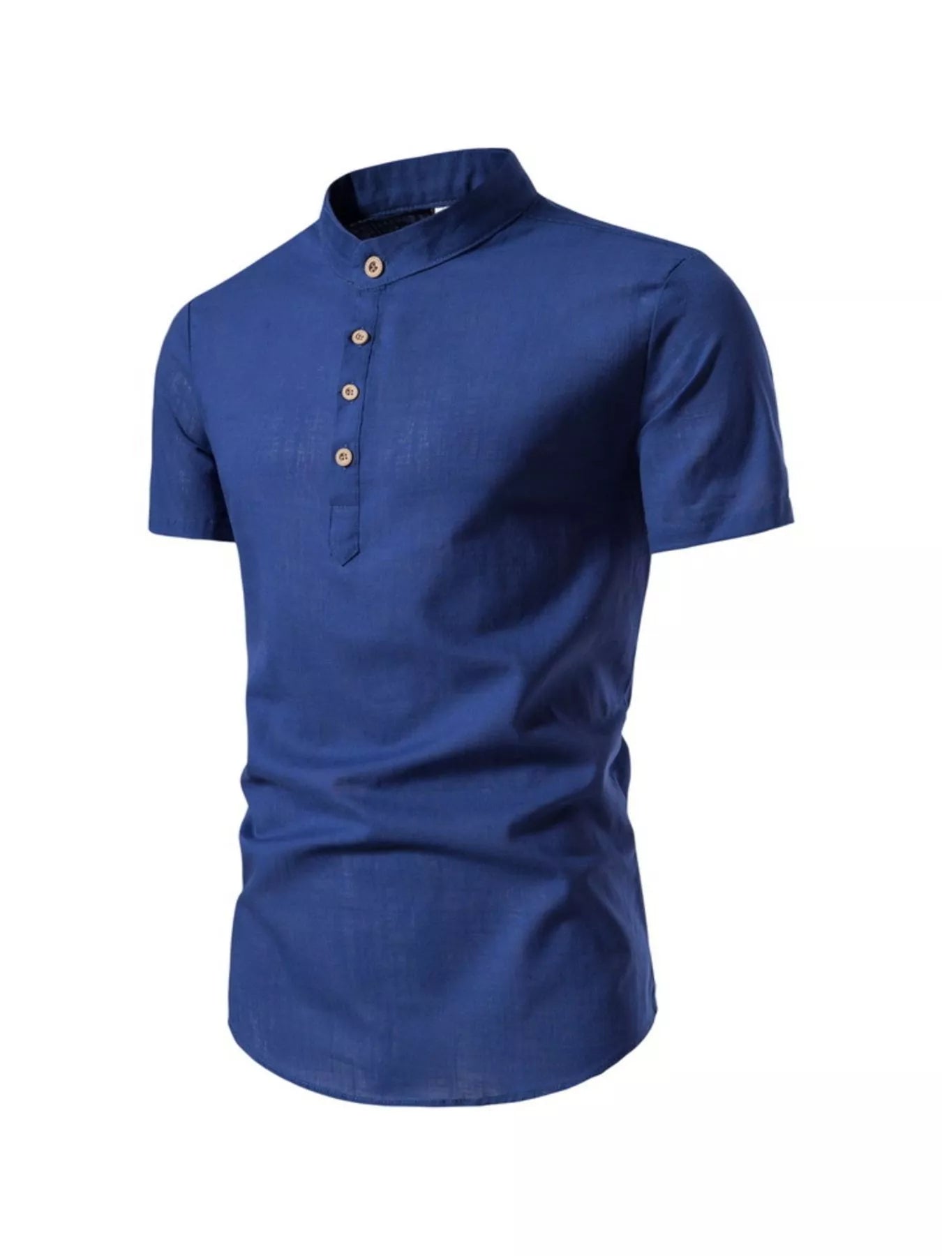 Men’s Plus Size Mandarin Collar Short Sleeve Shirt