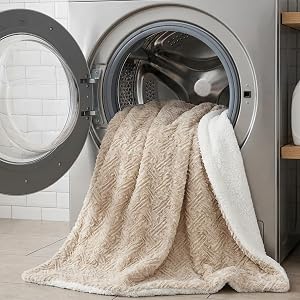 DaDalogy Bedding Champagne Ivory Faux Fur Throw Blanket - Dreamy Gold Geometric Embossed Sherpa Backside - Super Soft Warm Cozy Plush Fluffy