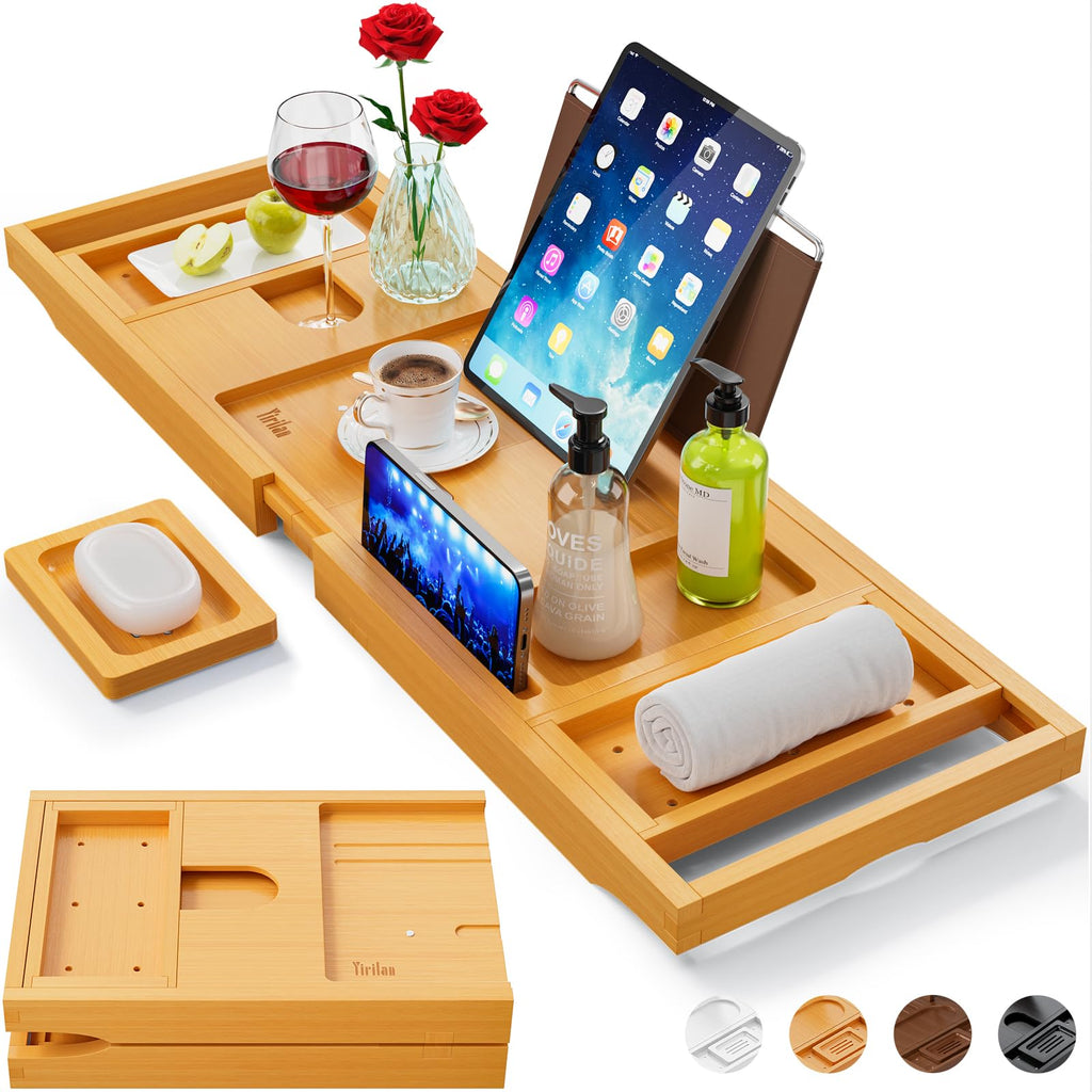 Expandable Bamboo Bathtub Caddy Tray