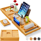 Expandable Bamboo Bathtub Caddy Tray
