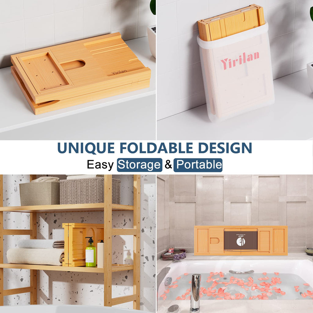 Expandable Bamboo Bathtub Caddy Tray