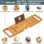 Expandable Bamboo Bathtub Caddy Tray