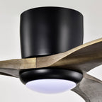 52" Flush-Mount Solid Wood Ceiling Fan with LED Light & Remote