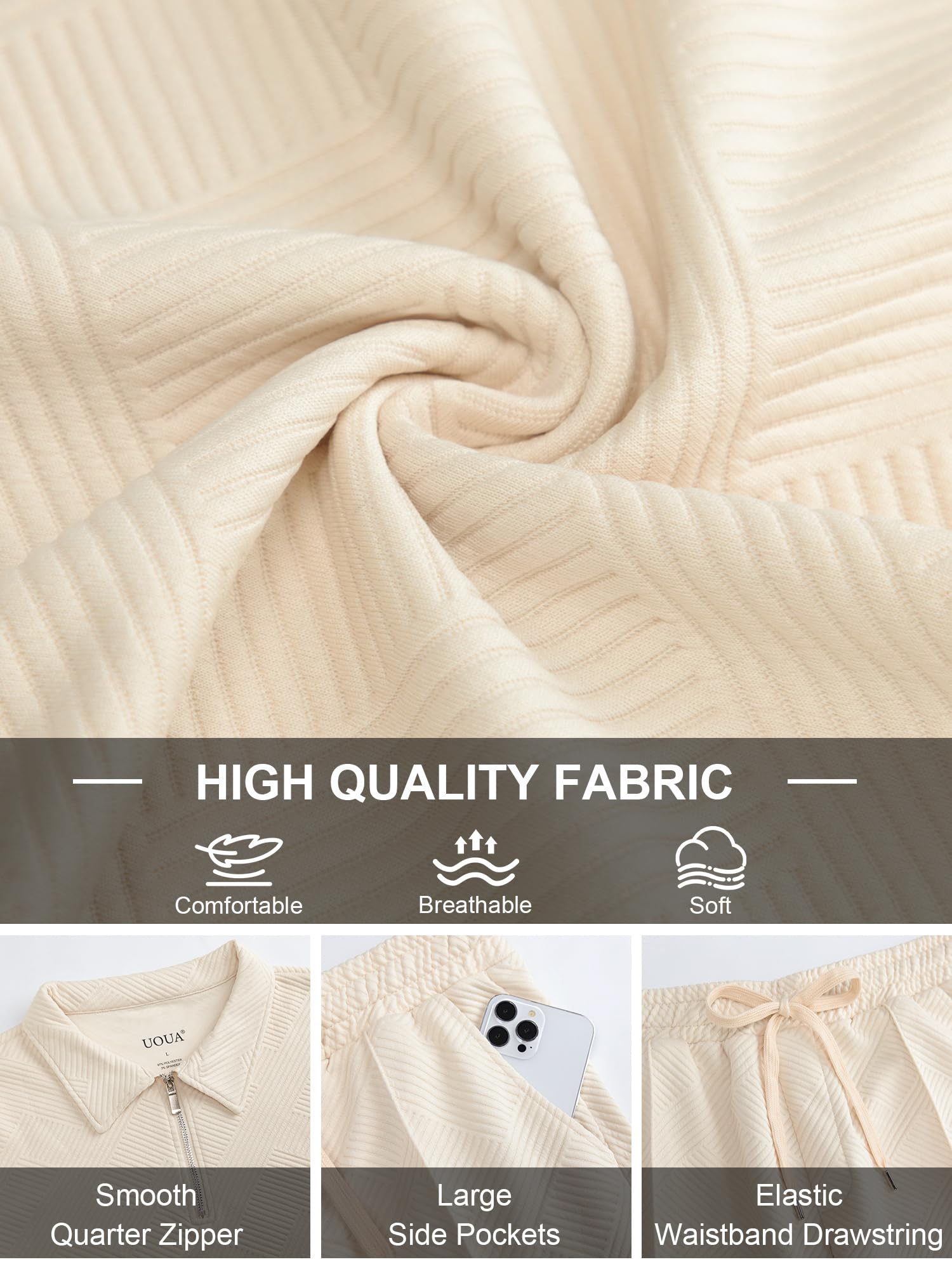 Men’s Textured Quarter-Zip Polo & Jogger Set