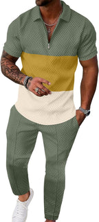 Men’s Textured Quarter-Zip Polo & Jogger Set