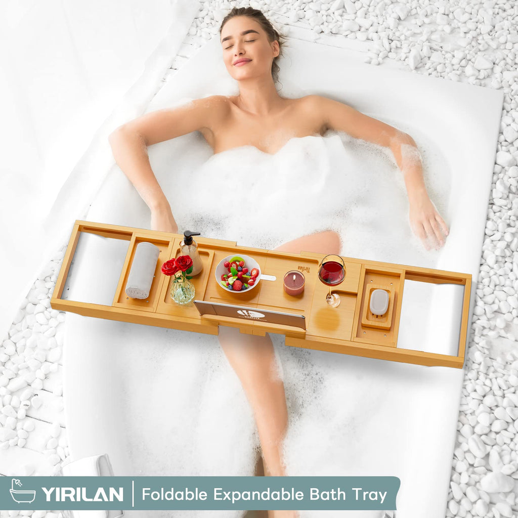 Expandable Bamboo Bathtub Caddy Tray