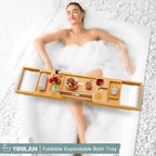 Expandable Bamboo Bathtub Caddy Tray