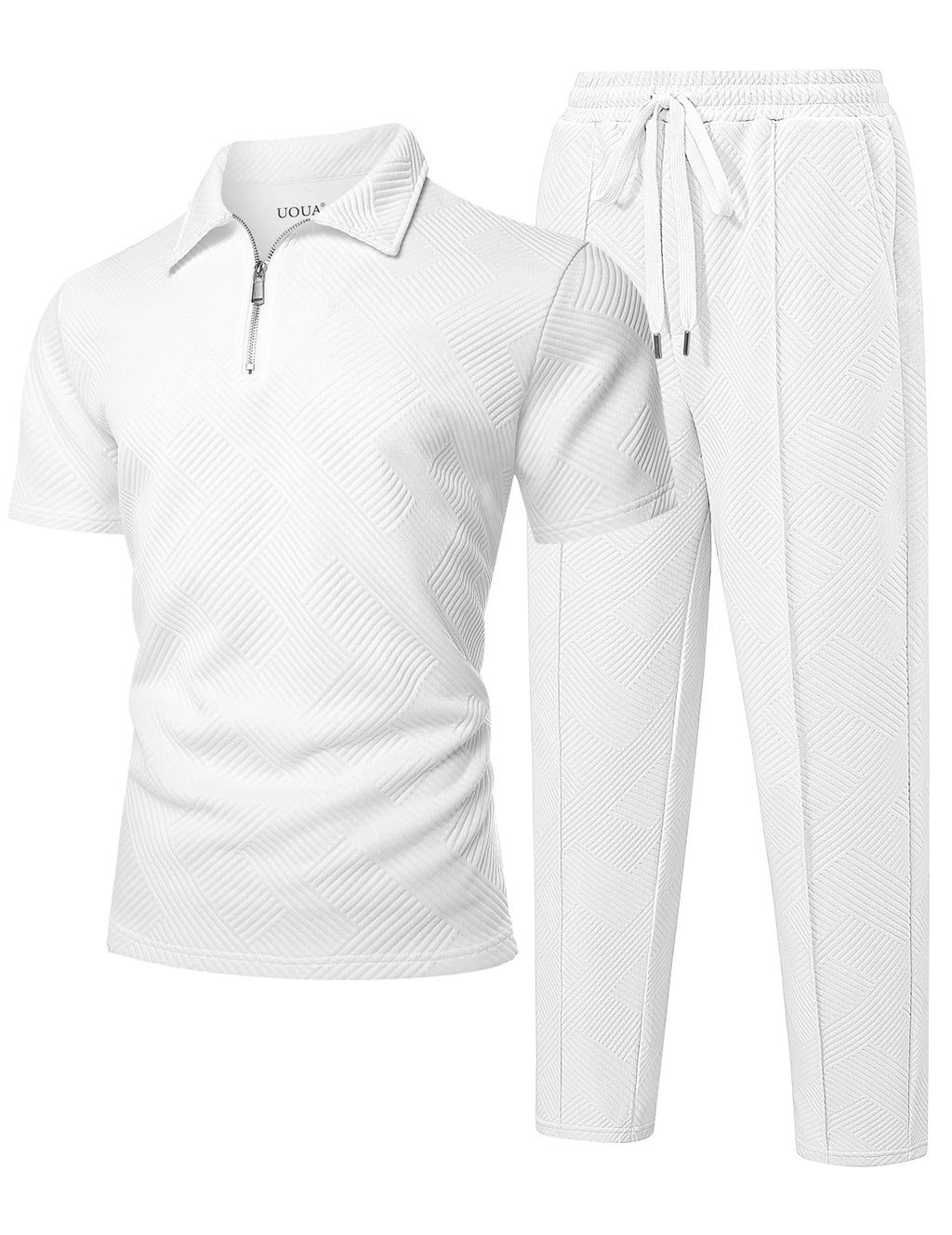Men’s Textured Quarter-Zip Polo & Jogger Set