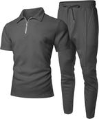 Men’s Textured Quarter-Zip Polo & Jogger Set