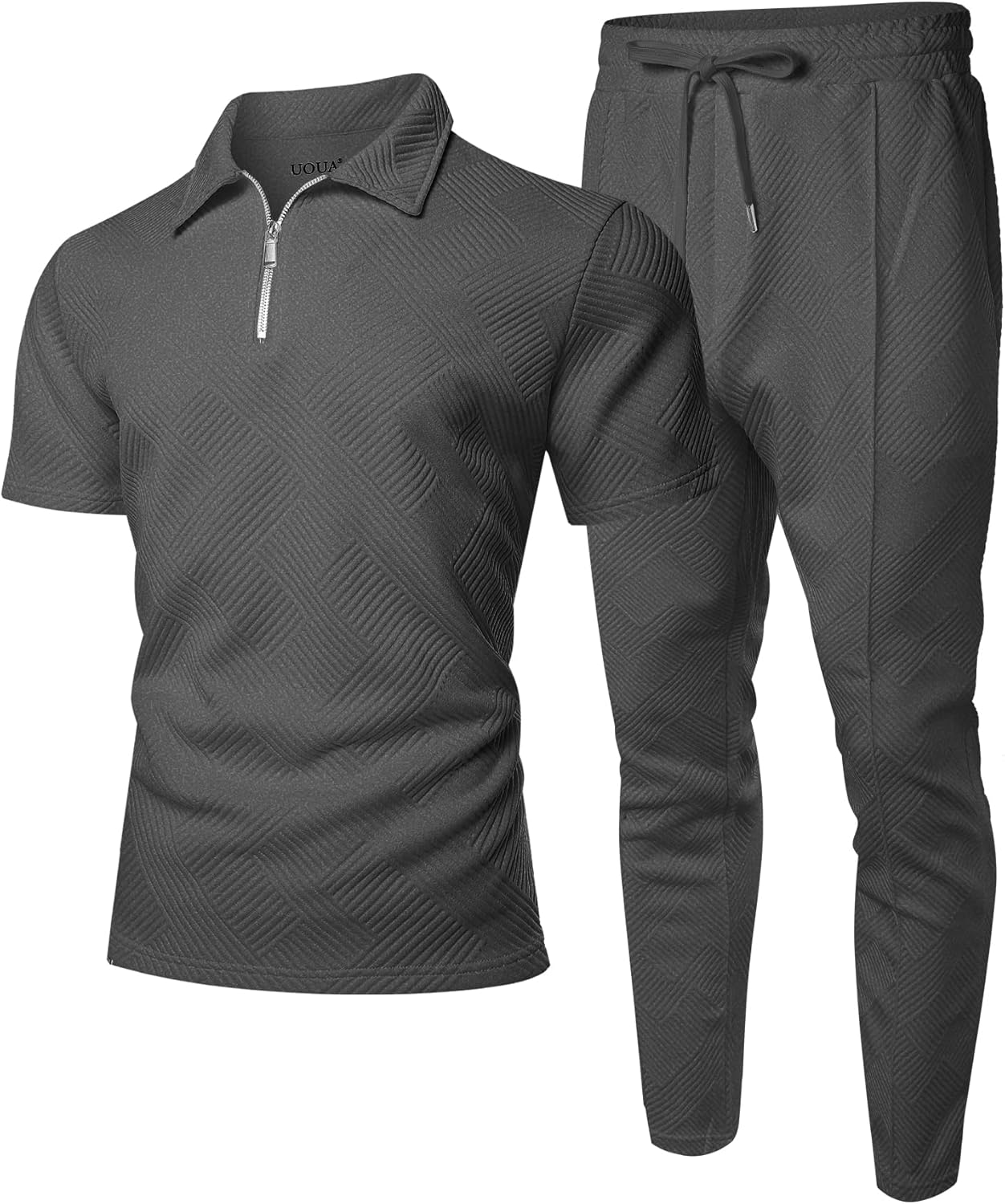 Men’s Textured Quarter-Zip Polo & Jogger Set