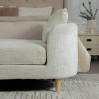 Modern Upholstered End-of-Bed Bench with Armrests – Ivory Chenille