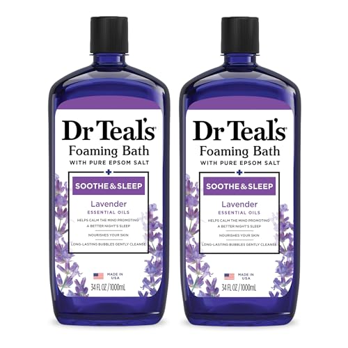 Dr Teal’s Foaming Bath with Pure Epsom Salt – Soothe & Sleep Lavender (34 fl oz, Pack of 2)