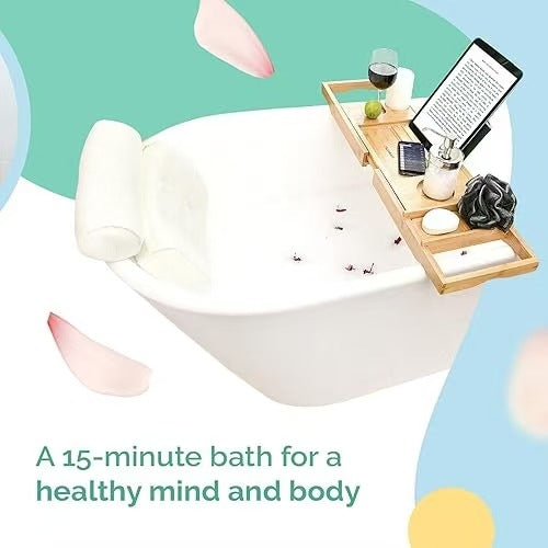 Non-Slip Bathtub Pillow with Suction Cups – White